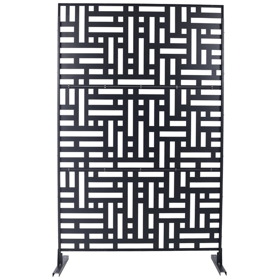 Privacy Screen Outdoor & Indoor Privacy Screen Metal Privacy Screen 76" H×48" W, Freestanding Decorative Privacy Screen for Deck Balcony Patio, Privacy Fence Panels for Outside Lawn Garden PS103 BLAC