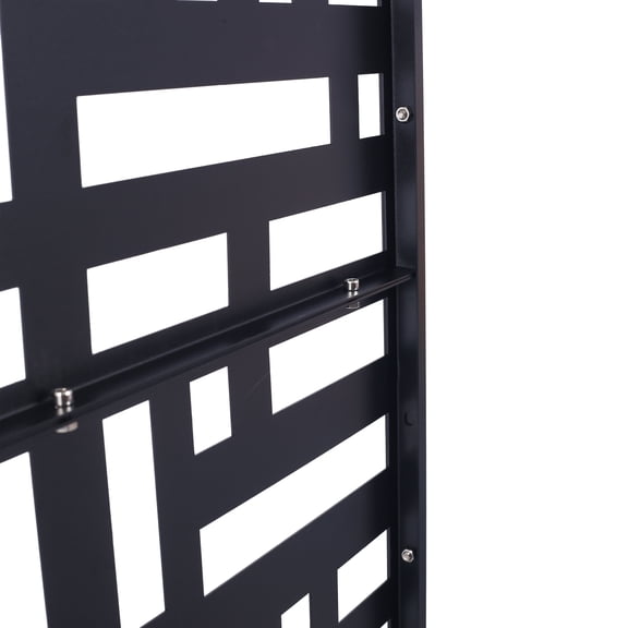 Privacy Screen Outdoor & Indoor Privacy Screen Metal Privacy Screen 76" H×48" W, Freestanding Decorative Privacy Screen for Deck Balcony Patio, Privacy Fence Panels for Outside Lawn Garden PS103 BLAC