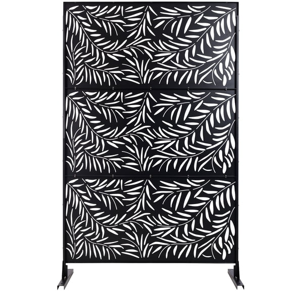 Privacy Screen Outdoor & Indoor Privacy Screen Metal Privacy Screen 76" H×48" W, Freestanding Decorative Privacy Screen for Deck Balcony Patio, Privacy Fence Panels for Outside Lawn Garden PS119 BLAC
