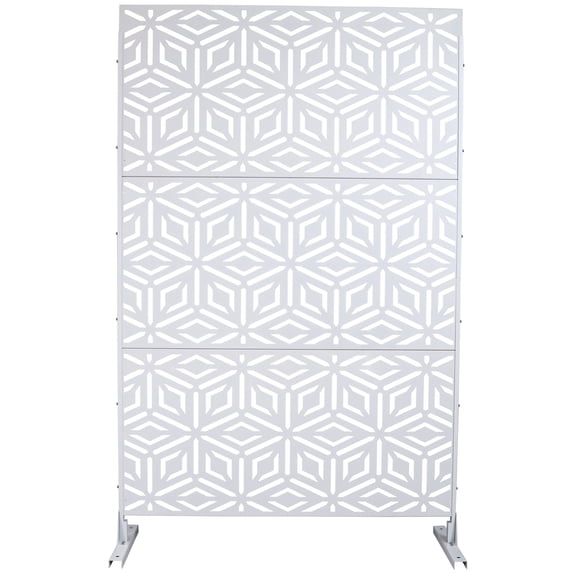 Privacy Screen Outdoor & Indoor Privacy Screen Metal Privacy Screen 76" H×48" W, Freestanding Decorative Privacy Screen for Deck Balcony Patio, Privacy Fence Panels for Outside Lawn Garden PS115 WHIT