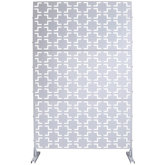 Privacy Screen Outdoor & Indoor Privacy Screen Metal Privacy Screen 76" H×48" W, Freestanding Decorative Privacy Screen for Deck Balcony Patio, Privacy Fence Panels for Outside Lawn Garden PS105 WHIT