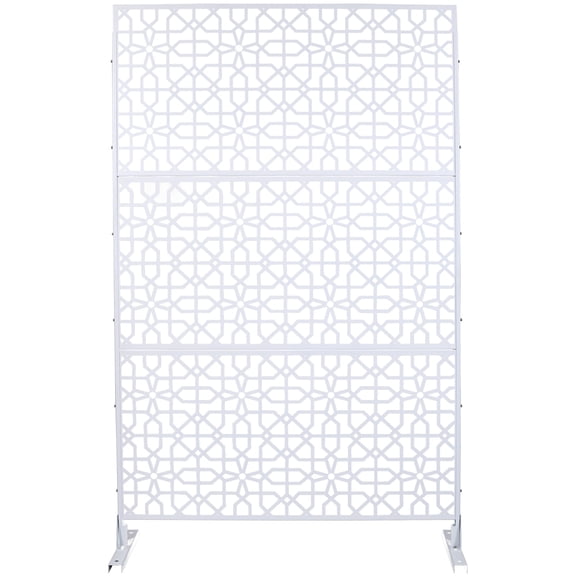 Privacy Screen Outdoor & Indoor Privacy Screen Metal Privacy Screen 76" H×48" W, Freestanding Decorative Privacy Screen for Deck Balcony Patio, Privacy Fence Panels for Outside Lawn Garden PS106 WHIT
