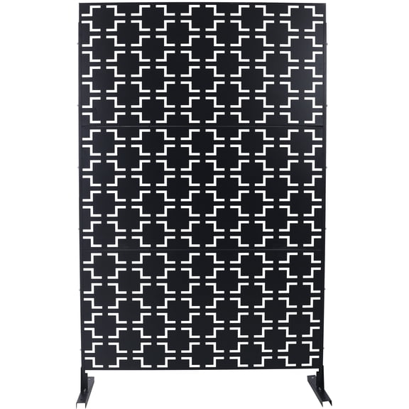 Privacy Screen Outdoor & Indoor Privacy Screen Metal Privacy Screen 76" H×48" W, Freestanding Decorative Privacy Screen for Deck Balcony Patio, Privacy Fence Panels for Outside Lawn Garden PS105 BLAC