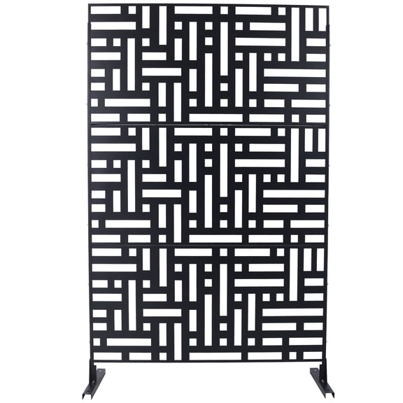 Privacy Screen Outdoor & Indoor Privacy Screen Metal Privacy Screen 76" H×48" W, Freestanding Decorative Privacy Screen for Deck Balcony Patio, Privacy Fence Panels for Outside Lawn Garden PS103 BLAC