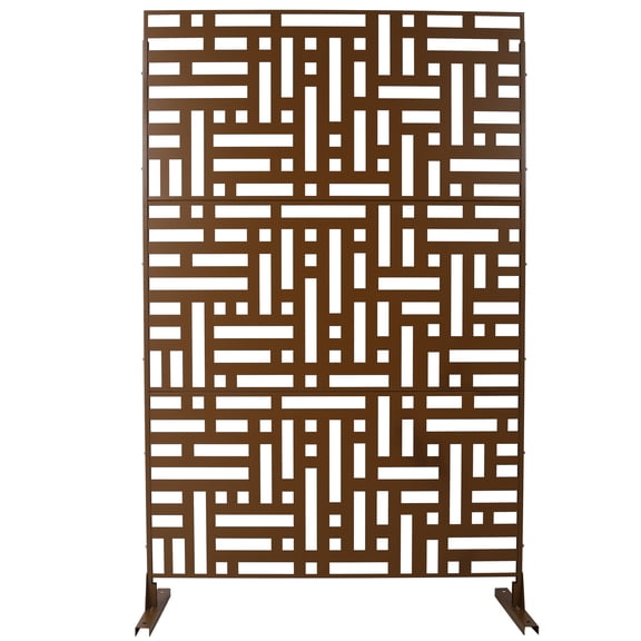 Privacy Screen Outdoor & Indoor Privacy Screen Metal Privacy Screen 76" H×48" W, Freestanding Decorative Privacy Screen for Deck Balcony Patio, Privacy Fence Panels for Outside Lawn Garden PS103 BROW