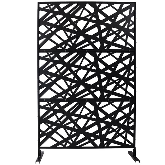 Privacy Screen Outdoor & Indoor Privacy Screen Metal Privacy Screen 76" H×48" W, Freestanding Decorative Privacy Screen for Deck Balcony Patio, Privacy Fence Panels for Outside Lawn Garden PS117 BLAC