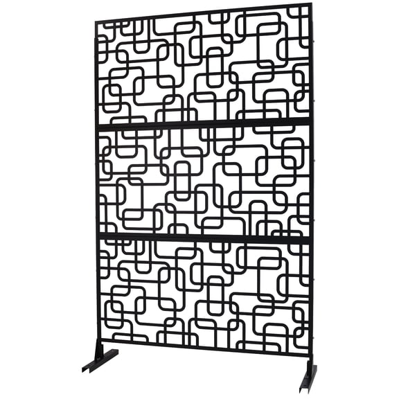 Privacy Screen Outdoor & Indoor Privacy Screen Metal Privacy Screen 76" H×48" W, Freestanding Decorative Privacy Screen for Deck Balcony Patio, Privacy Fence Panels for Outside Lawn Garden PS114 BLAC