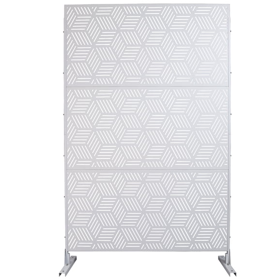 Privacy Screen Outdoor & Indoor Privacy Screen Metal Privacy Screen 76" H×48" W, Freestanding Decorative Privacy Screen for Deck Balcony Patio, Privacy Fence Panels for Outside Lawn Garden PS116 WHIT