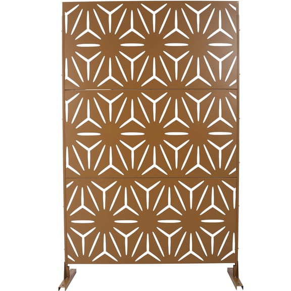 Privacy Screen Outdoor & Indoor Privacy Screen Metal Privacy Screen 76" H×48" W, Freestanding Decorative Privacy Screen for Deck Balcony Patio, Privacy Fence Panels for Outside Lawn Garden PS104 BROW