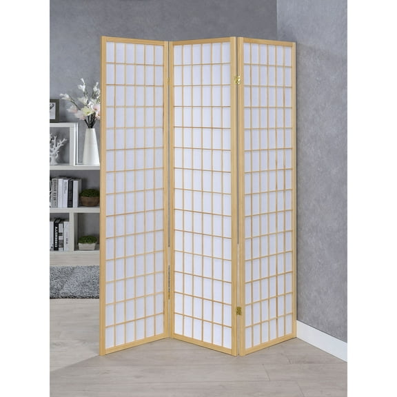Privacy Screen Porch & Den Natural 3-Panel Room Divider Folding Shoji Screen,Outdoor Privacy Screen