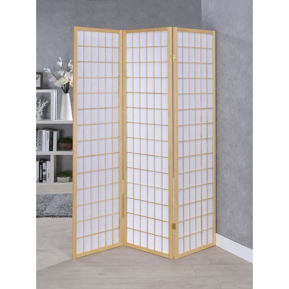 Privacy Screen Porch & Den Natural 3-Panel Room Divider Folding Shoji Screen,Partition Screen