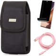thumbnail image 1 of Privacy Screen Protector & 10ft Long USB-C Cable & Case Belt Clip for Samsung Galaxy Note 20 Ultra (6.9") - Combo with TPU Film Anti-Peep & Pink Charger Cord & Swivel Holster, 1 of 14