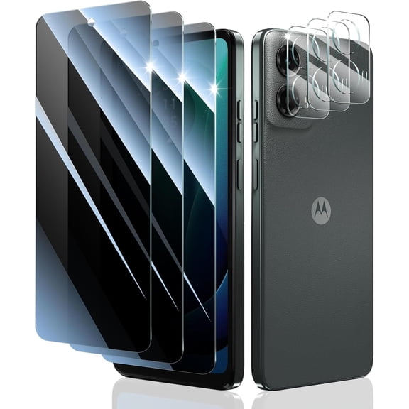 Privacy Screen Protector and Camera Lens Protector for Motorola Moto G 5G 2024, Double Shatterproof Anti-Spy Tempered Glass Film, Private Protection, [Anti-Scratch][9H Hardness], 3-Pack Each