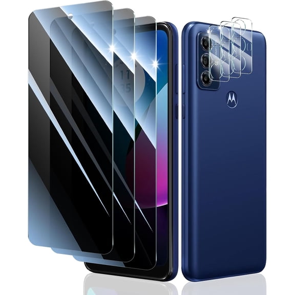 Privacy Screen Protector and Camera Lens Protector for Motorola Moto G Power 5G 2023, Double Shatterproof Anti-Spy Tempered Glass Film, Private Protection, [Anti-Scratch][9H Hardness], 3-Pack Each