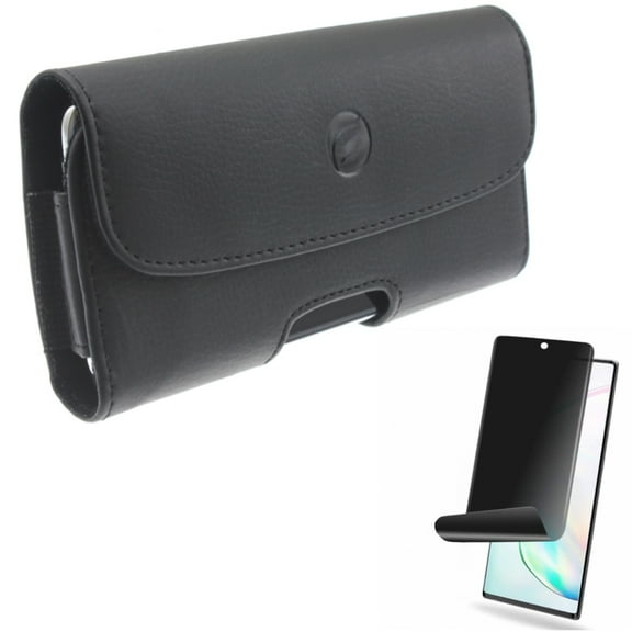 Privacy Screen Protector & Case Belt Clip for Samsung Galaxy Note 20 Phone - Combo with TPU Film Anti-Peep (Fingerprint Works) Anti-Spy & Leather Holster Cover Pouch