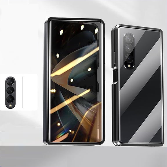 Privacy Screen Protector Case Compatible with Z Fold 4 Magnetic Case Camera Lens Protector Slim 360° Full Protective Tempered Glass Case for Samsung Galaxy Z Fold 4,Black