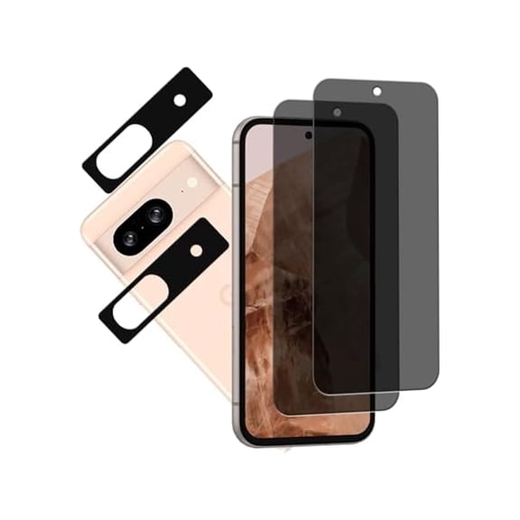 Privacy Screen Protector Designed For Google Pixel 8a Anti Spy Private Tempered Glass Film 2-Pack Camera Lens Protector Film 2-Pack