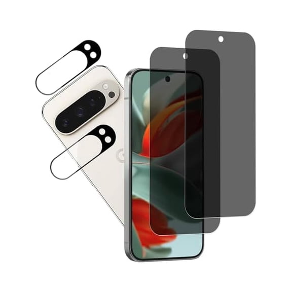 Privacy Screen Protector Designed For Google Pixel 9 Pro Anti Spy Private Tempered Glass Film 2-Pack Camera Lens Protector Film 2-Pack