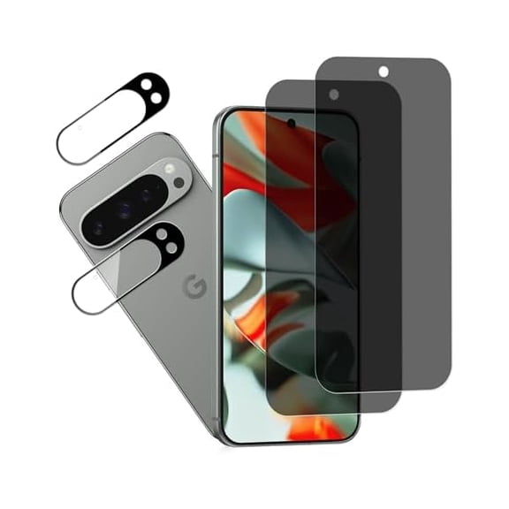 Privacy Screen Protector Designed For Google Pixel 9 Pro XL Anti Spy Private Tempered Glass Film 2-Pack Camera Lens Protector Film 2-Pack