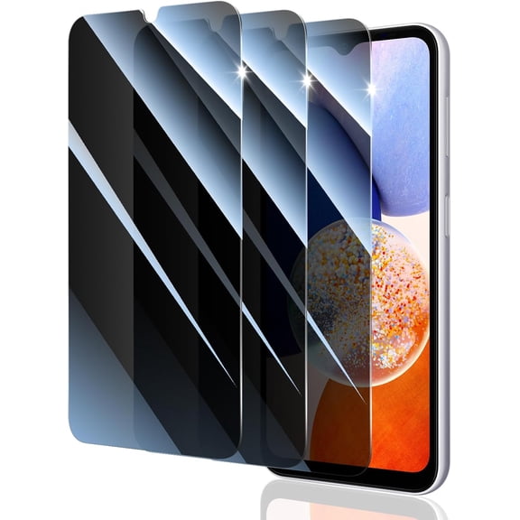 Privacy Screen Protector for Samsung Galaxy A14, Anti-Spy Tempered Glass Film Double Shatterproof, 9H Hardness Anti-Scratch Dark Private Protection, Impact Resistant Screen Guard - 3 Pack
