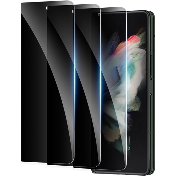 Privacy Screen Protector for Samsung Galaxy Z Fold 3, Shatterproof Tempered Glass Accessories, Tempered Glass Film, Case Friendly Ultra Resistant 9H Hardness Anti-Glare HD Black -3 Pack