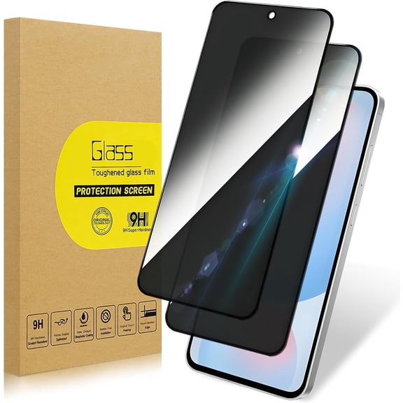 Privacy Screen Protector for Samsung Galaxy S24 FE- 2 Pack Tempered Glass, 9H Hardness, Anti-Scratch & Easy Install