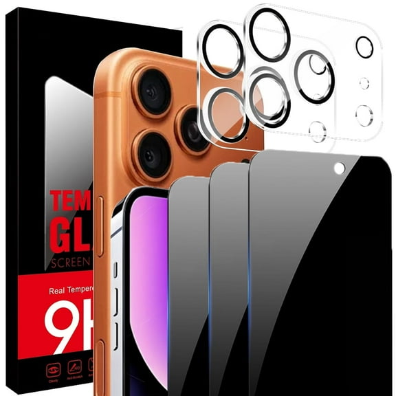 Privacy Screen Protector for iPhone 17 Pro Max 6.9-Inch, Anti-Spy Tempered Glass Film with two lens protective films