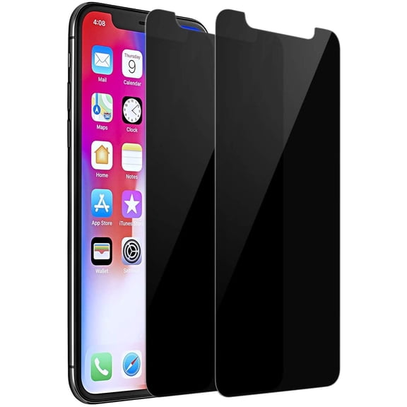 Privacy Screen Protector for iPhone XCase Friendly 3D Touch 9H Hardness Anti Spy/Scratch/Fingerprint Tempered Glass Film for iPhone X/10, Easy Install Bubble FreeBlack2 Packs