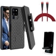 thumbnail image 1 of Privacy Screen Protector w 10ft PD Cable w Case Belt Clip for Samsung Galaxy S20 Ultra - TPU Film [NOT GLASS] [Fingerprint Works], Type-C to USB-C Charger Cord Power, Holster fits Galaxy S20 Ultra, 1 of 22