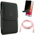 thumbnail image 1 of Privacy Screen Protector w Case Belt Clip w Pink 6ft Long Cable for Samsung Galaxy S21 Plus - TPU Film Fingerprint Works, Leather Holster, USB-C to Type-C PD Fast Charger Accessory Bundle, 1 of 16