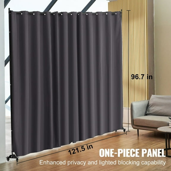 Privacy Screen Room Divider with Wheels - Portable Curtain Partition for Bedroom, Dining Area, or Workspace, Freestanding & Sturdy