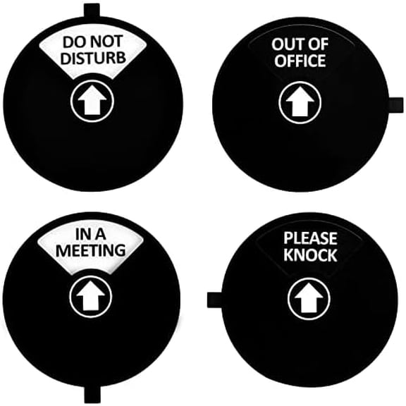 Privacy Sign for Office, Do Not Disturb, Out of Office, Please Knock, In a Meeting (Black&White)
