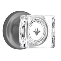 Privacy Square Crystal Door Knobs Dark Grey Round Rosette