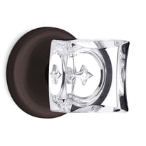 Privacy Square Crystal Door Knobs Venetian Bronze Round Rosette