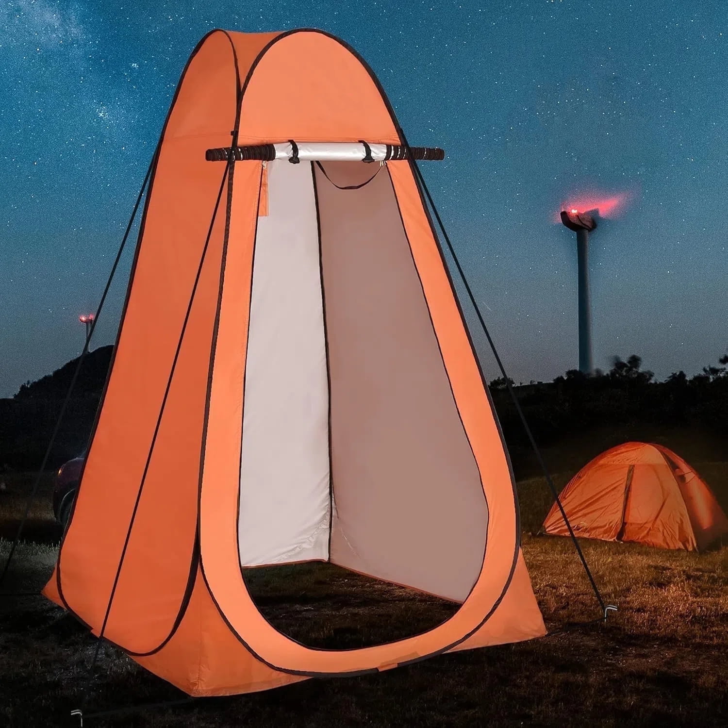 Pop Up Privacy Tent, Outdoor Privacy Shower Tent Portable Changing Room Camping Toilet with Carry Bag, Foldable Privacy Shelter Dressing Room Bathroom Toilet Shower Tent for Camping, Orange
