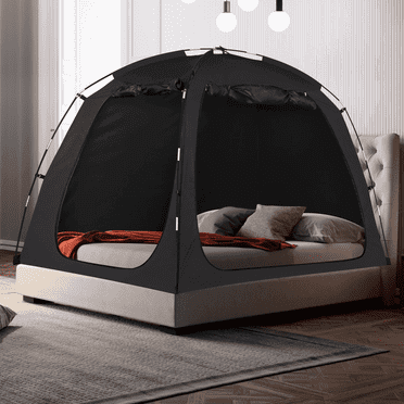Alvantor Black Bed Tent Bed Canopy Tent for Kids and Adult - 80% Blackout Indoor Sleeping Tents