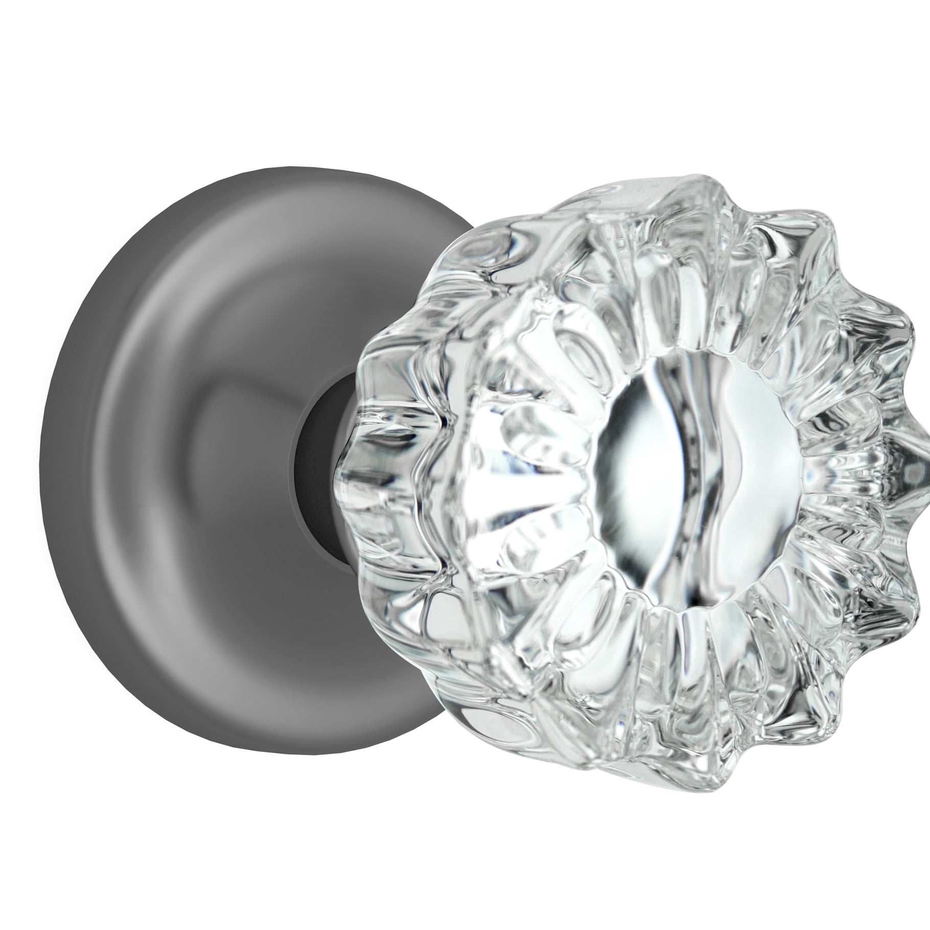 Privacy Vintage Fluted Crystal Door Knobs Dark Grey Round Rosette