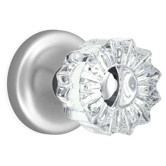 Privacy Vintage Fluted Crystal Door Knobs Matte Chrome Round Rosette