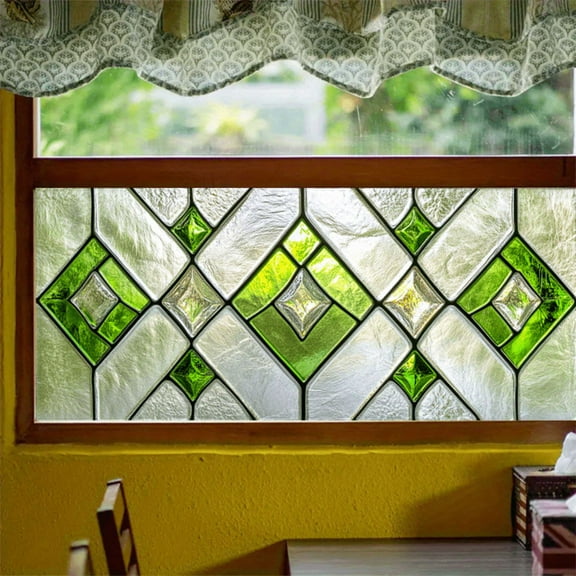 Privacy Window Film 17.7"x39.4" Home Decorative Geometry Glass Window Film PVC Static Cling Sticker for Glass Door Home and Office Bathrooms Glass Sticker