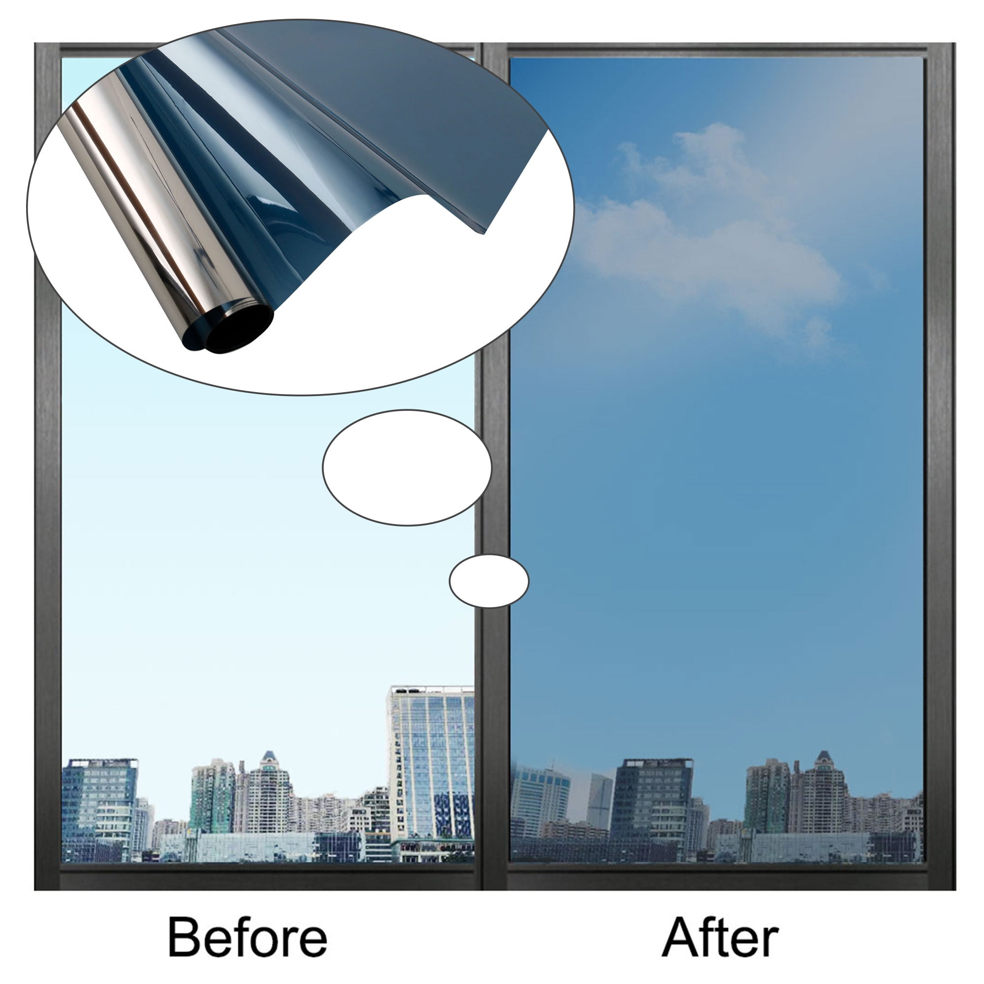 Mirror Glueless Window Sticker Film Static Cling Solar Tint Heat Insulation  Film
