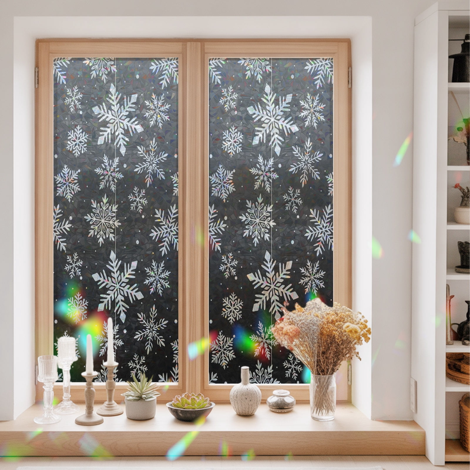 Sticky Note Snowflake Privacy Window Film, Black White Snowflake Christmas Static Cling ...