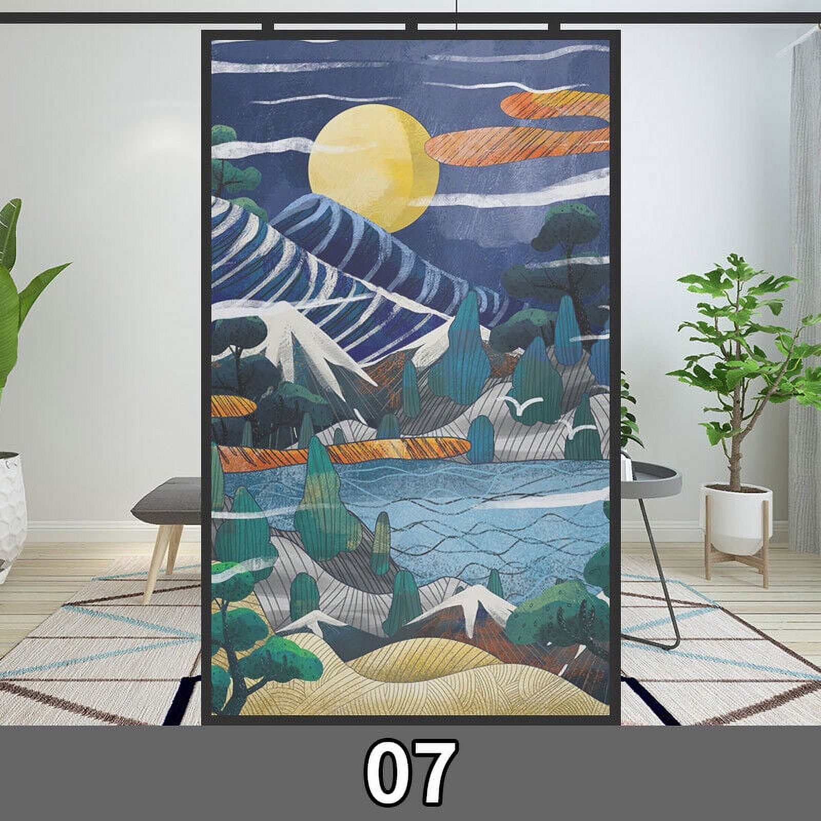 Privacy Window Film Retro Japanese Static Cling Opaque Glass Sticker