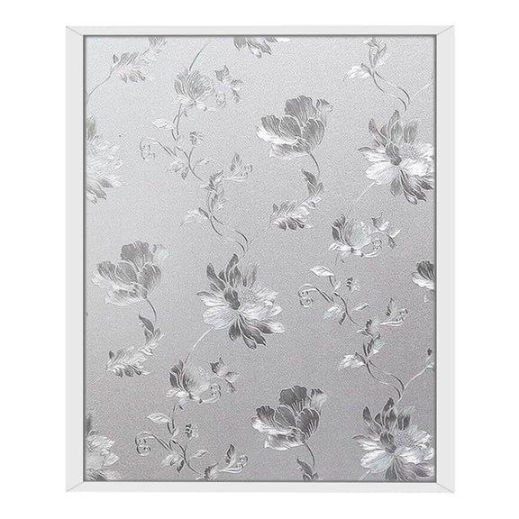 Privacy Window Film Stained Glass Hibiscus Mutabilis Pattern Decorative Window Stickers Static Cling - Heat Contro and Decorate Your Door Window and Glass - 40*200cm