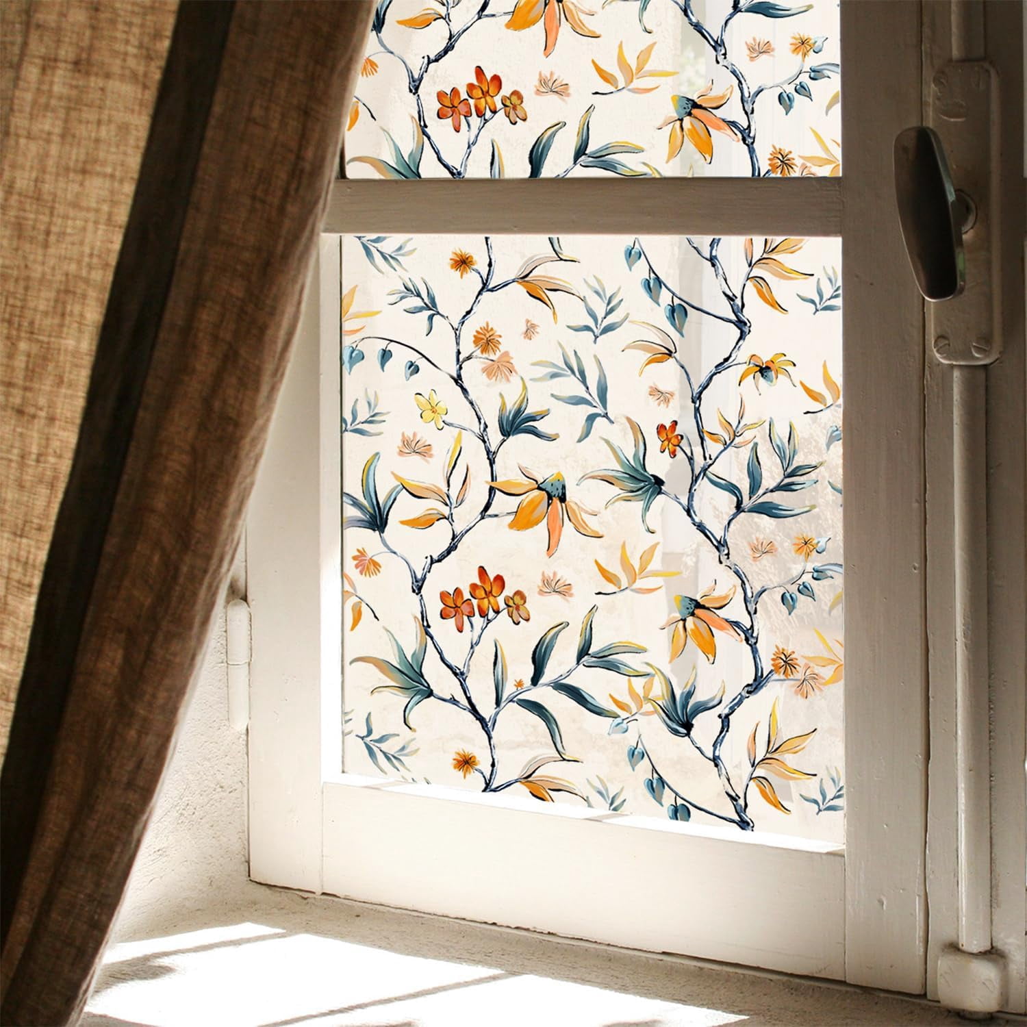 Privacy Window Film Stained Glass Window Film Non-Adhesive Frosted ...