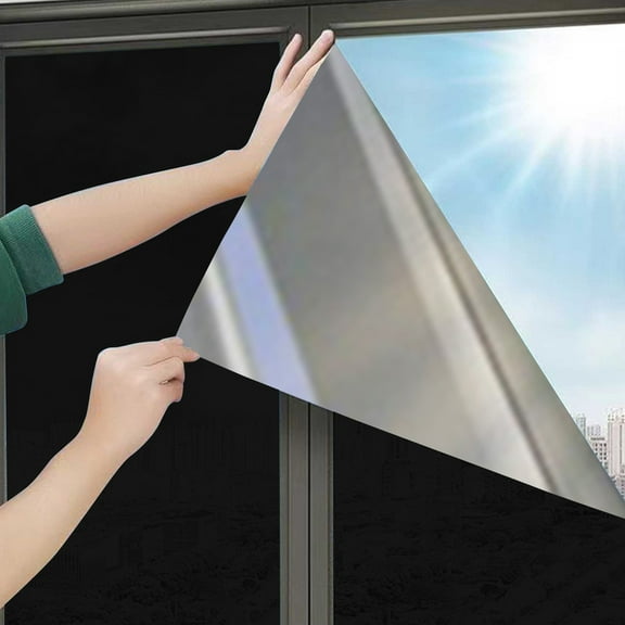 Privacy Window Film Sun Blocking Heat Control,Reflective Static Cling Window Tint for Home Office,See Out Not In,Decorative Stickers for Doors Windows,Blackout Explosion-Proof(19.68*39.37Inch)