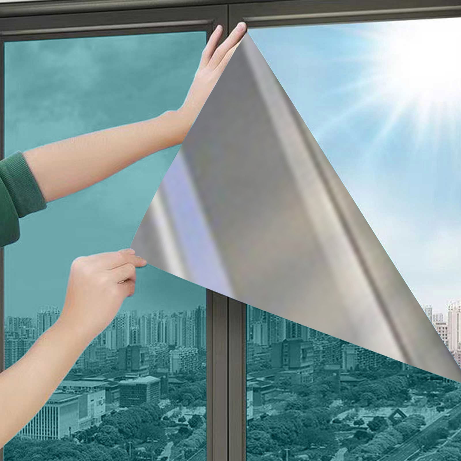 Privacy Window Film Sun Blocking Heat Control,Reflective Static Cling ...