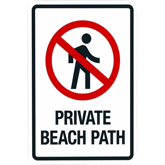 Private Beach Path With Graphic Warning Sign - 8"x12" Security Metal Sign, Beach Access Decor for Business Office Road Street Home Yard Garden