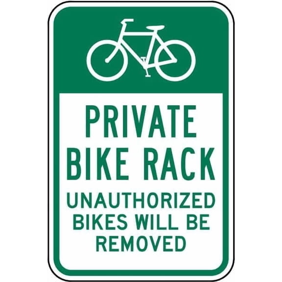 Private Bike Rack Reserved Parking Metal Sign, Safety Plaque for Yard Fence Gate, Private Bike Parking Sign, 8x12 Inch