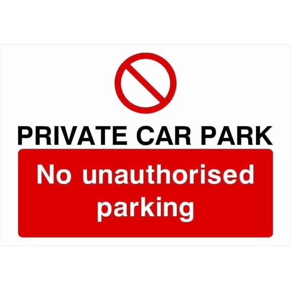 Private Car Park No Unauthorised Parking Metal Tin Sign, Caution Security Plaque for Indoor Outdoor Home Office, Private Parking Sign, 8x12 Inch For Home Wall Art Decor Metal Tin Sign