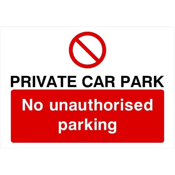 Private Car Park No Unauthorised Parking Sign Parking Signs & Permits Metal Sign Tin Sign 8x12 Inch - Caution Safety Warning Security Signs Indoor & Outdoor Signs for Home, Office, Work